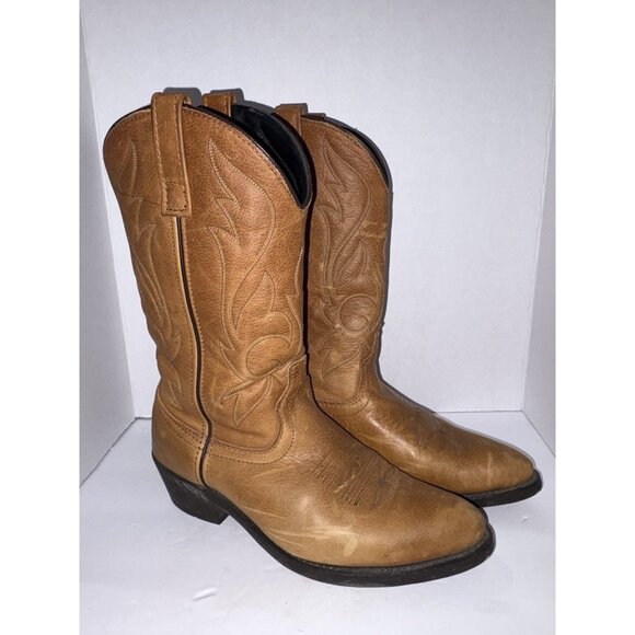 Unbranded Mens Size 8.5 EW Extra Wide Brown Leather Cowboy Western Boots - Picture 1 of 12
